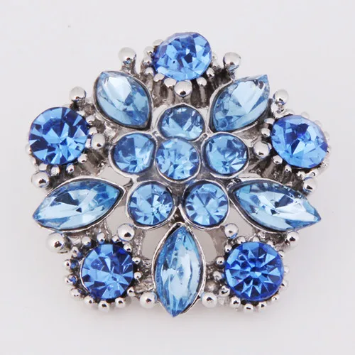 Hot KZ1168 Charm Flower Rhinestone Fashion 18mm snap buttons fit DIY snaps bracelets necklaces jewelry wholesale trendy women