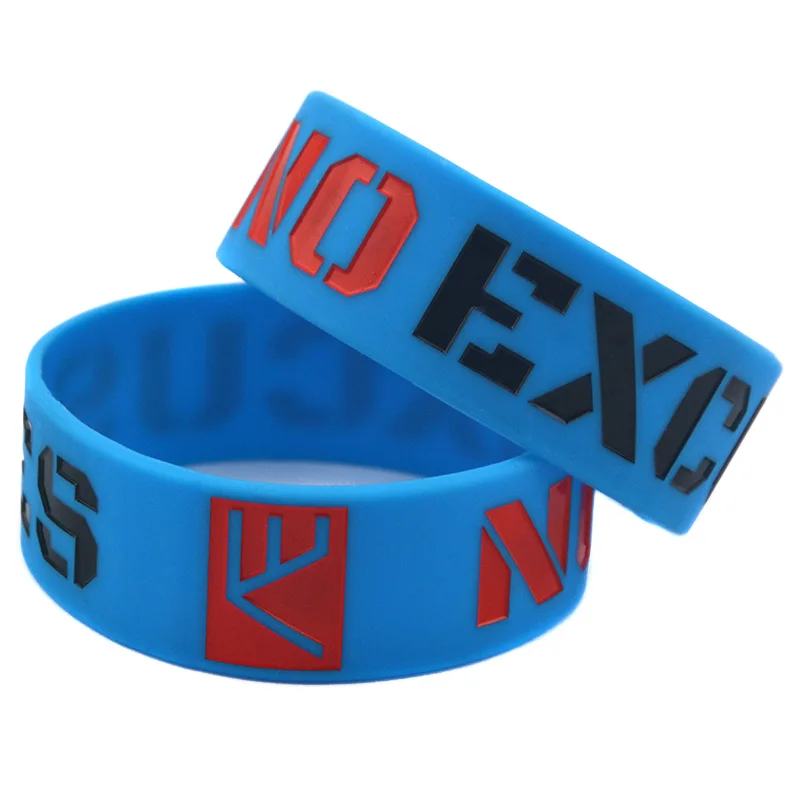 1 PC No Excuse Motivation Silicone Wristband 1 Inch Wide Positive Energy Gift Bangle Adult Size