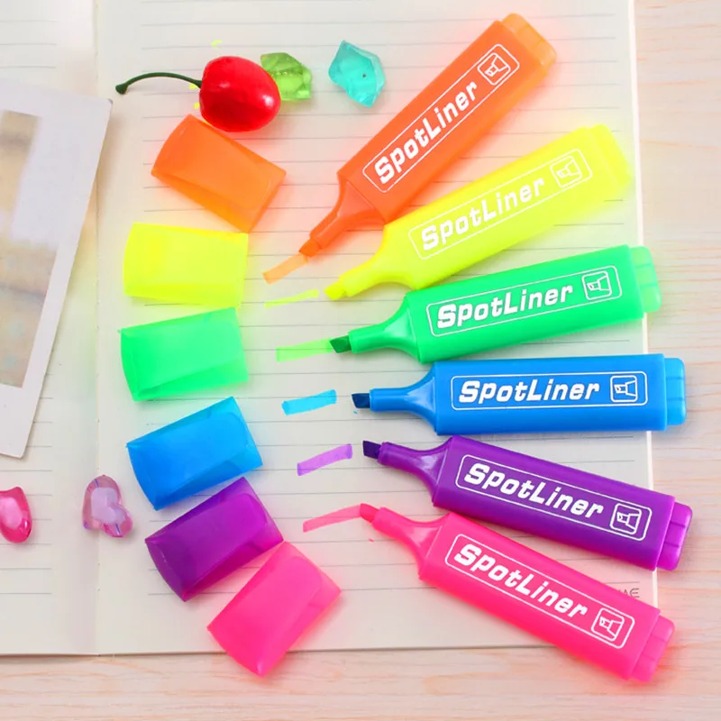 2021 Student Schreibwaren Nette Candy Farbe Highlighter Graffiti Marker Pen Fokus Gekippt Kopf Marker Stift