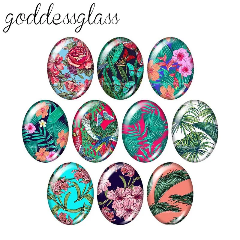

Beauty Flowers plant 10pcs mixed 13x18mm/18x25mm/30x40mm Oval photo glass cabochon demo flat back Making findings TB0126