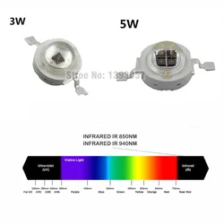 High Power LED Chip 850nm 940nm IR Infrared 3W 5W  Emitter Light Bead COB 850 940 nm Night Vision CCTV Camera