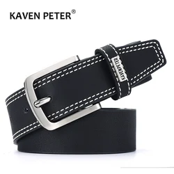 Ceinture en cuir véritable pour homme, accessoire de luxe, de styliste, mode, sangle mate, pour jean, haute qualité