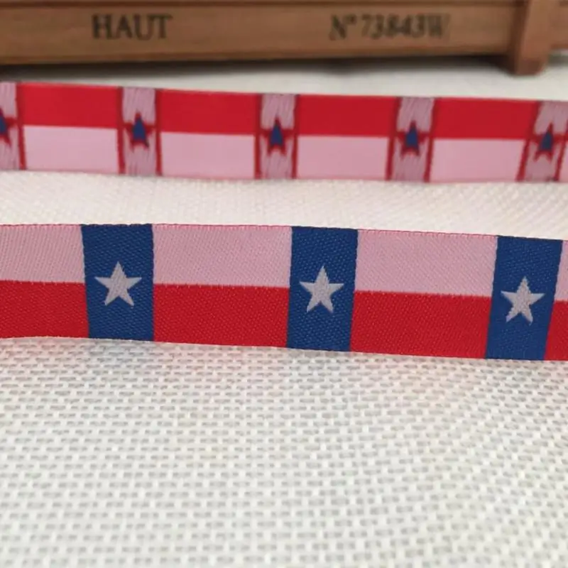 21 different colors National flag star wholesale 5/8 \'(16 mmx5yards) Polyester Woven Jacquard Ribbon with Agility for dog collar