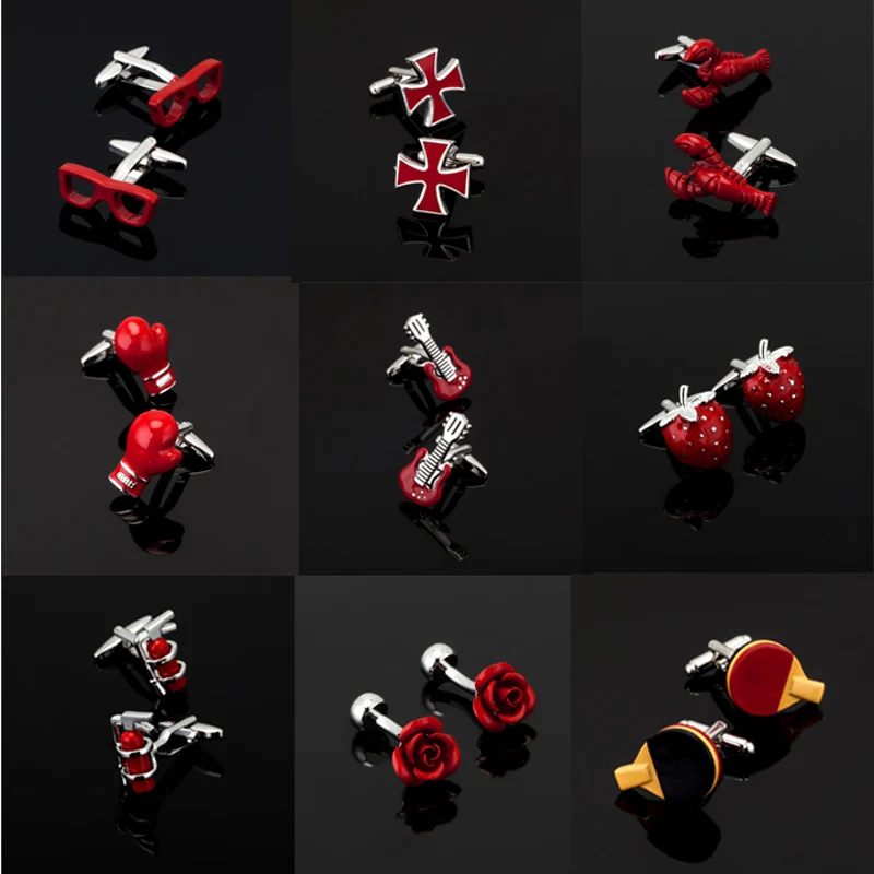 High quality men's series of other red Cufflinks / glasses / coke bottle / Cross / music symbols / extinguisher Cufflinks