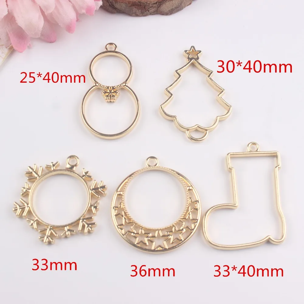 5pcs/lot  frame metal frame hollow shape glue blank Christmas  alloy frame for DIY drop oil