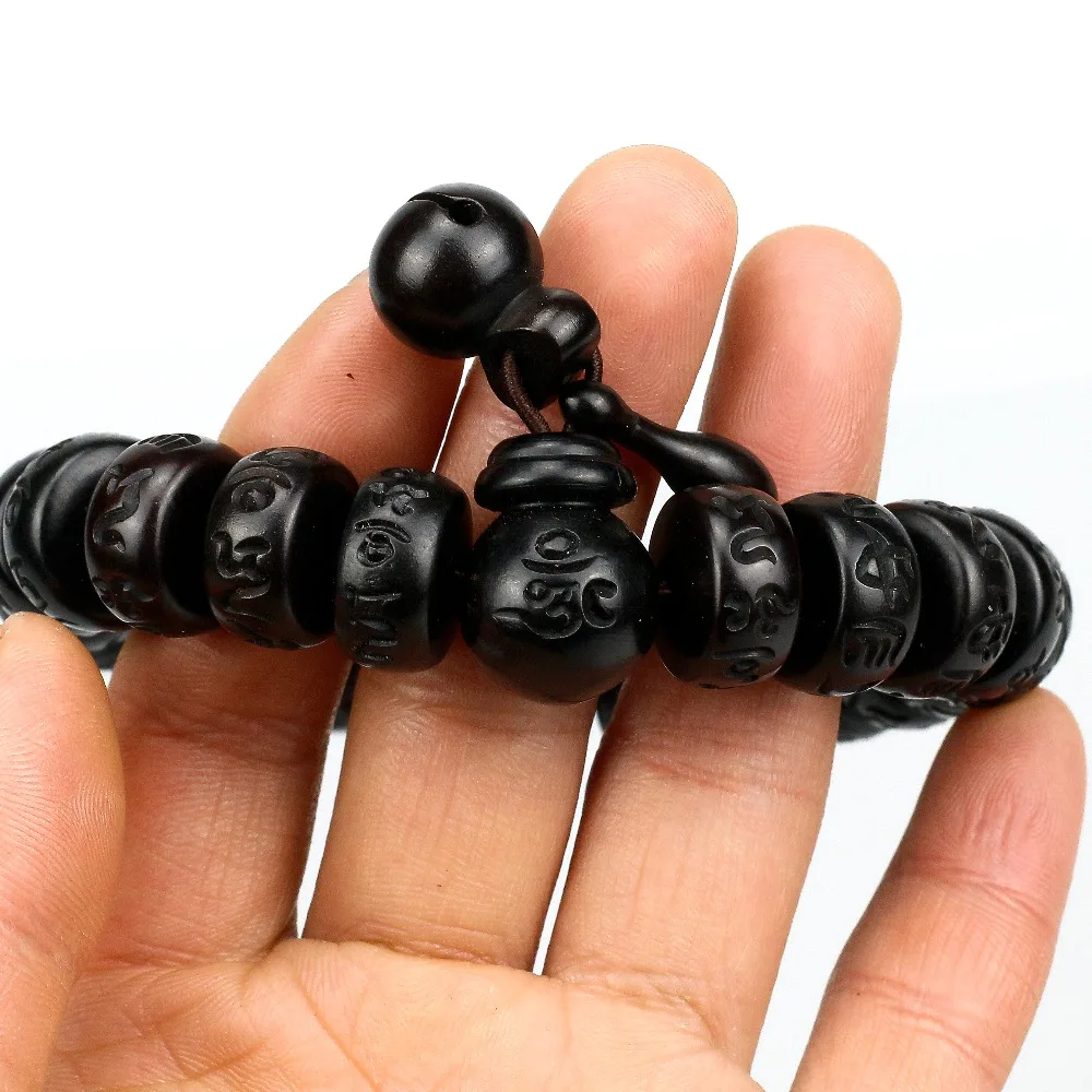 Natural Wood Tibetan Buddhist Male Bracelet Lightning Stroke Jujube Beads Meditation Men Mantra Bracelet Women Yoga Jewelry