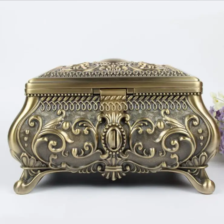 25.5X21.5X16CM large jewelry storage box With diamond bronze color  jewelry box organizer Desktop storage box decoration Z089