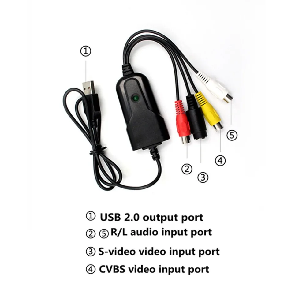 USB 2.0 Video Capture TV DVD VHS Video DVR Capture Adapter Card with Audio Support Win7/8/Vista for Computer/CCTV Camera