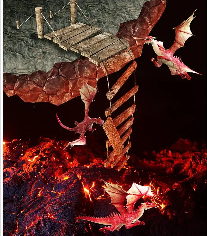 

Custom 3D Painting Floor Wallpaper PVC Adhesive Volcanic Lava Floor Fire-breathing Dragon 3D Floor Painting 3D Wallpaper