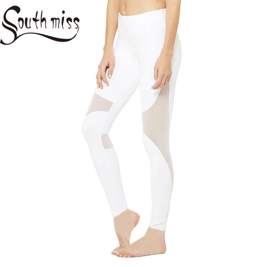 Southmiss Sexy Tập Yoga Quần Legging Cao cấp Phối Lưới Đen Miếng Dán Cường Lực Cô Gái Tập Yoga Eo Thấp Chạy Quần