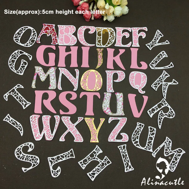 Alinacutle Metal Cutting Die Cut 26PC 5CM High Alphabet Dies ,Letters ,Scrapbook Paper Craft Handmade Card Happy Mail Art Cutter