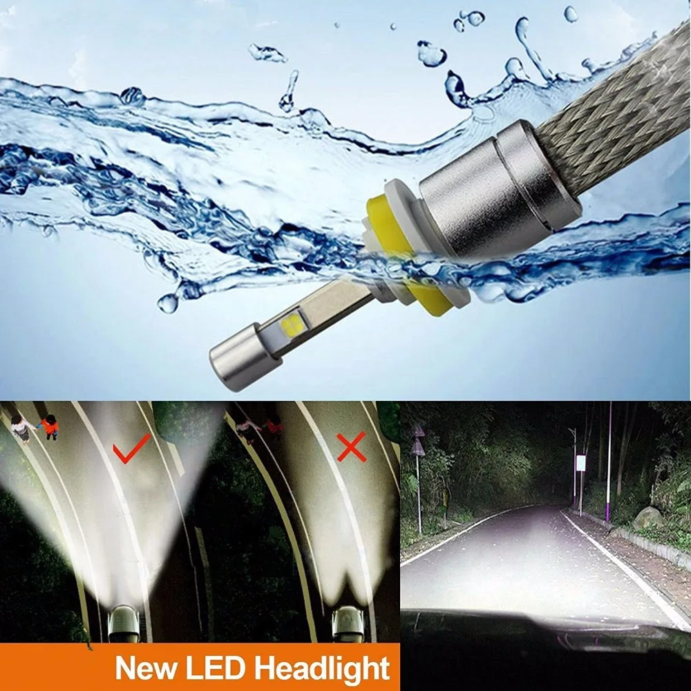 Error Free Canbus Car Fanless Copper Belt LED Headlight Kit Cree xhp70 Chip LED 6000K 55W bulb H4 H7 H8 H11 9005 9006 H1 H3 9012