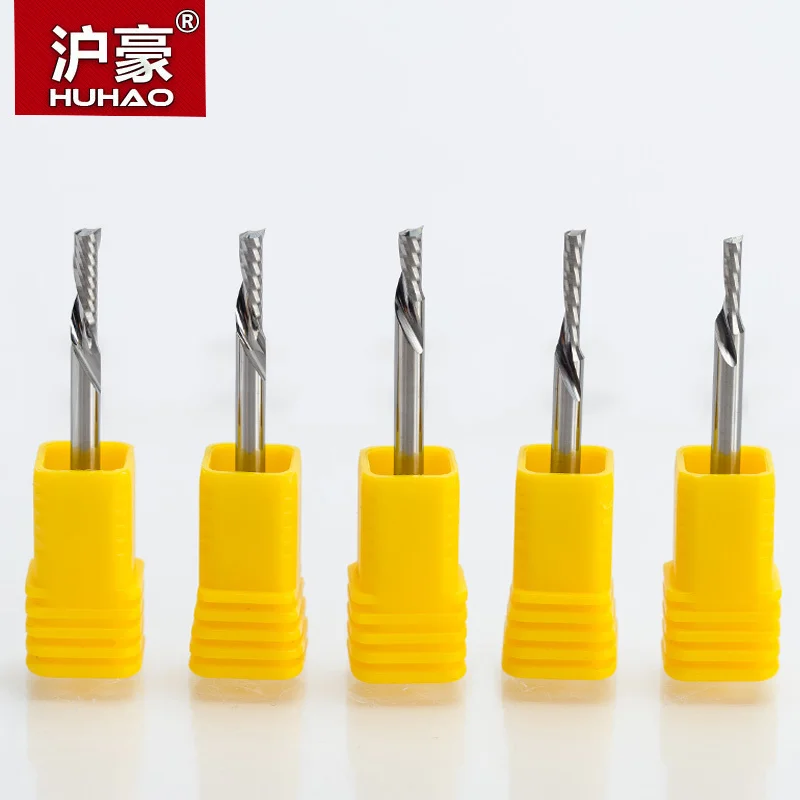 HUHAO 1pc Shank 3.175mm Left Spiral Milling Cutter One Flute Router Bit CNC End Mill Carbide Milling Cutter Tool Accessories