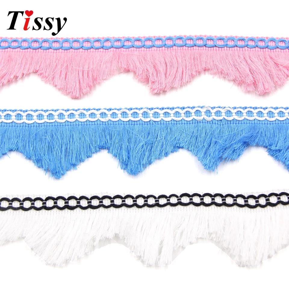 2M/Lot 7Colors Cotton Tassel Ribbon Fringe Lace Trim Ribbon Handmade Crafts  DIY Decoration Textil Fabric for Sewing Accessories