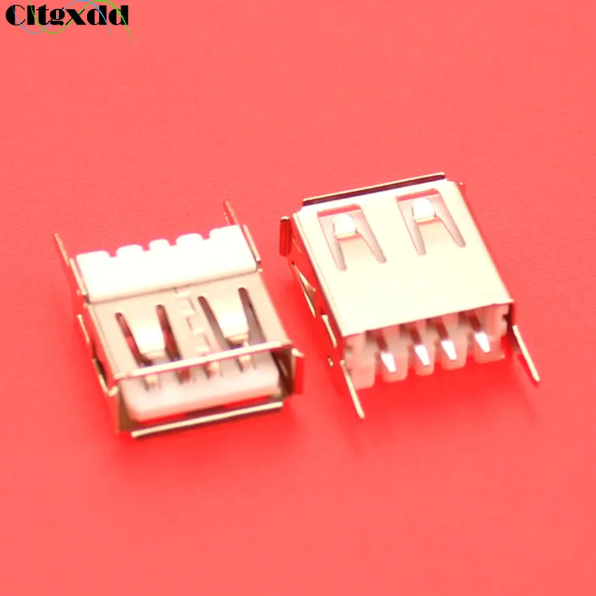 

cltgxdd 10pcs 4pin USB 2.0 jack connector A Type fixed feet Vertical 180 degree DIP female Socket DIY Laptop Notebook Computer