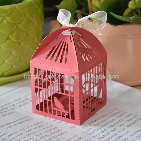 paper love birds cage red wedding candy bar boxes for guests ,Wedding door gift box in china