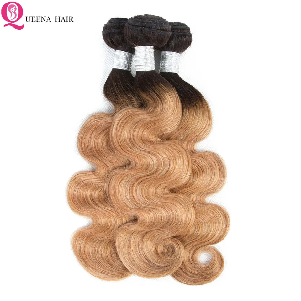 1B/27 bundel rambut mentah 100% rambut manusia Ombre tubuh gelombang rambut bundel jalinan depan dengan 2/3/4 bundel dengan 13x4 renda Frontal Remy