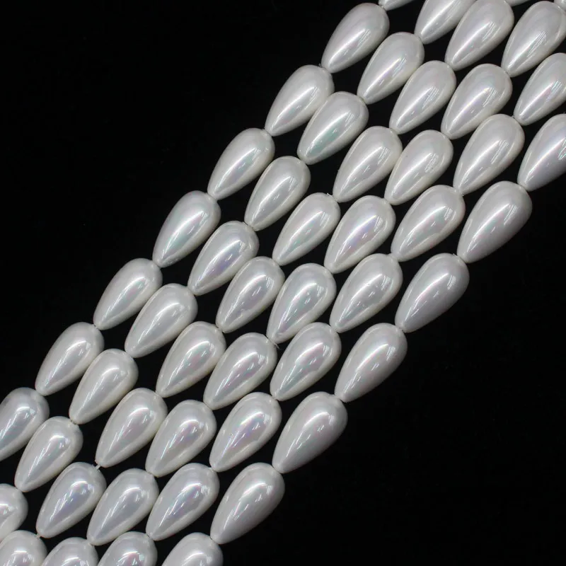 Wholesale Beautiful White Shell Pearl Water-Drop Loose Beads 15\