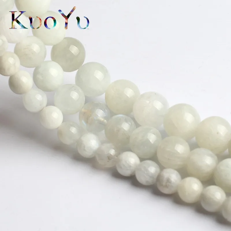 Natural Stone Moonstone Beads Round Smooth Loose Beads 15\'\'Strand 6/8/10mm For Jewelry Making DIY Bracelet Pendant Necklace