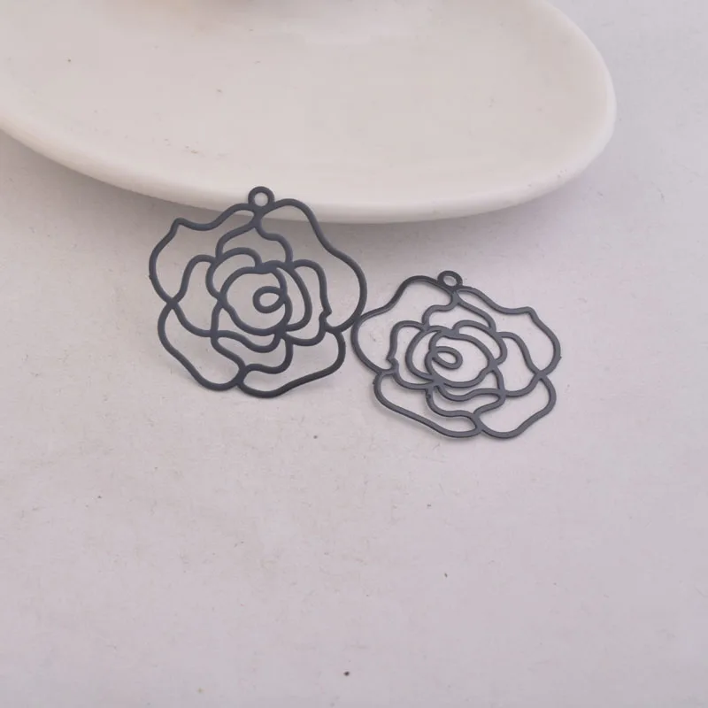 50 Stück AB1353 30mm*32mm Große Blumenanhänger Rosen-Messing-Charms Stanzanhänger DIY Schmuckzubehör – Detail 7