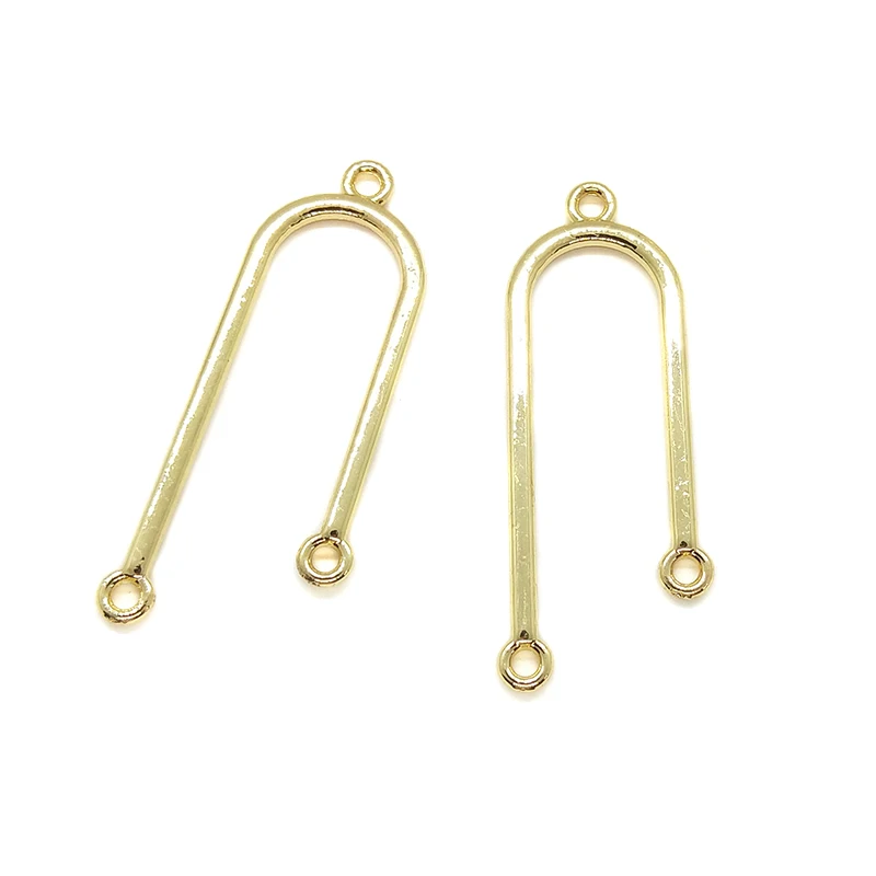 2021 New 41*14mm 6pieces/bag Zinc Alloy Gold U Shape Porous Connector Charms Linker for DIY Necklace Earring Jewelry Accessories