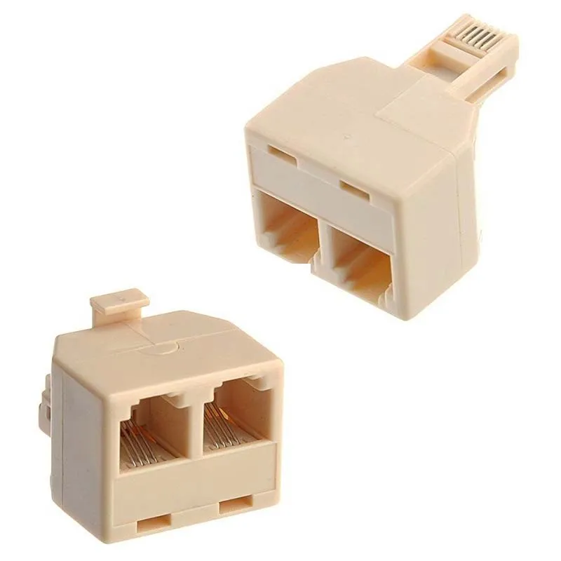 RJ11 Splitter 1 Male to 2 Female Adapter Divider Telephone Phone Fax new