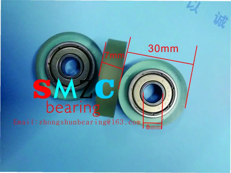 SMZC Rubber Coated Bearings 608ZZ  bearing using pad printer  ,PU Bearing,wear-resisting,Shock absorption,bearing size:8*30*7