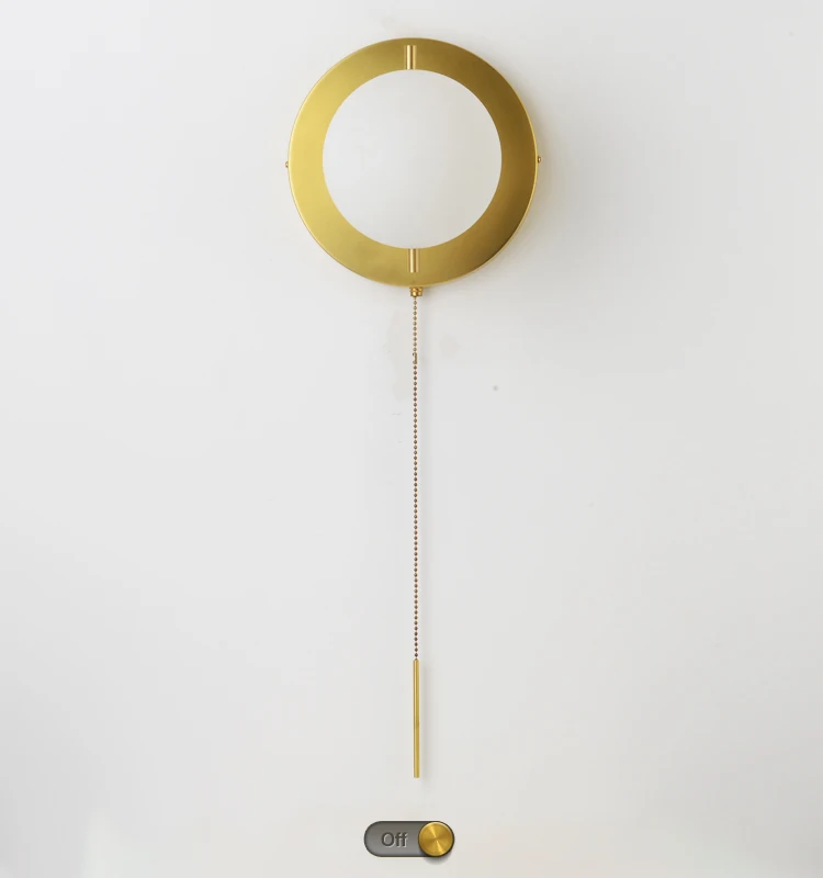 Signalleuchte, minimalistische Wandleuchte, Gold, Kunststil, Designer, Schlafzimmer, Esszimmer, Nachttisch, Flur, Reißverschlussschalter, Glaskugel-Wandleuchte – Detail 5