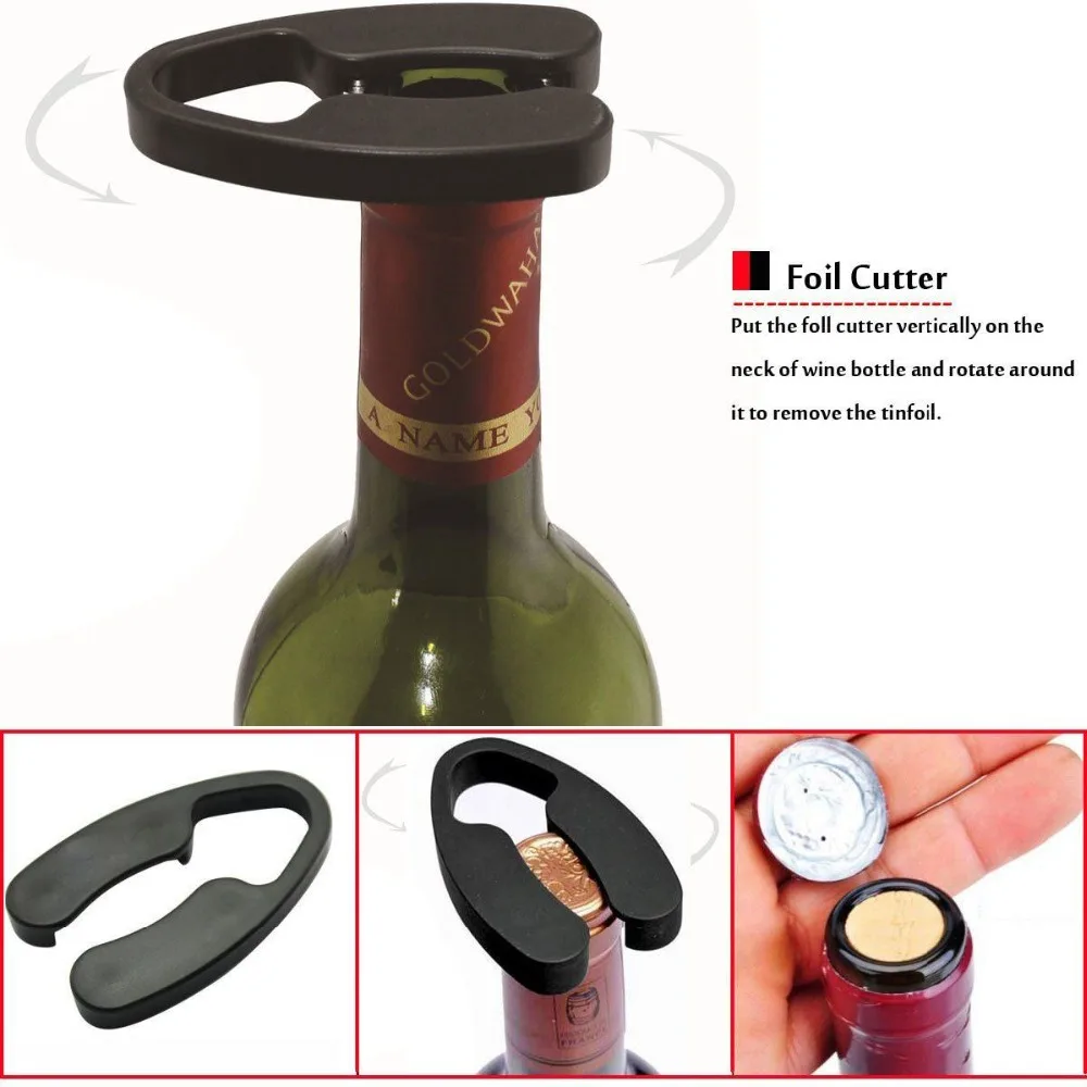 4in1 Vino Pompa di Pressione Dell\'aria Apri Cavatappi Decanter Tramoggia Tappo di Vuoto Versatore Aeratore Kit Vino Sughero Fuori Strumento Bar