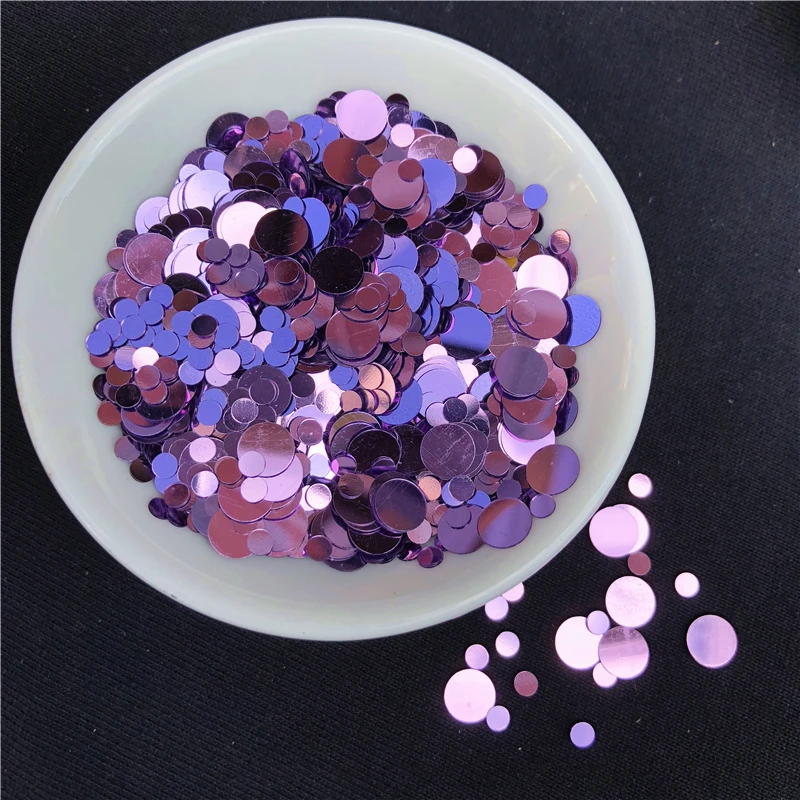 2400pcs/Lot Multi Size 3mm 6mm Round Dot Shape Loose Sequins Paillettes Nail Beauty,Bags Decoration,wedding decoration confetti