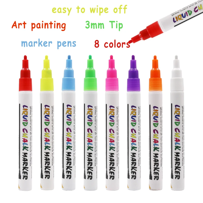 Fine Tip (8 Pack 3mm) Glass Blackboard Windows Chalkboard Erasable Liquid Chalk Markers