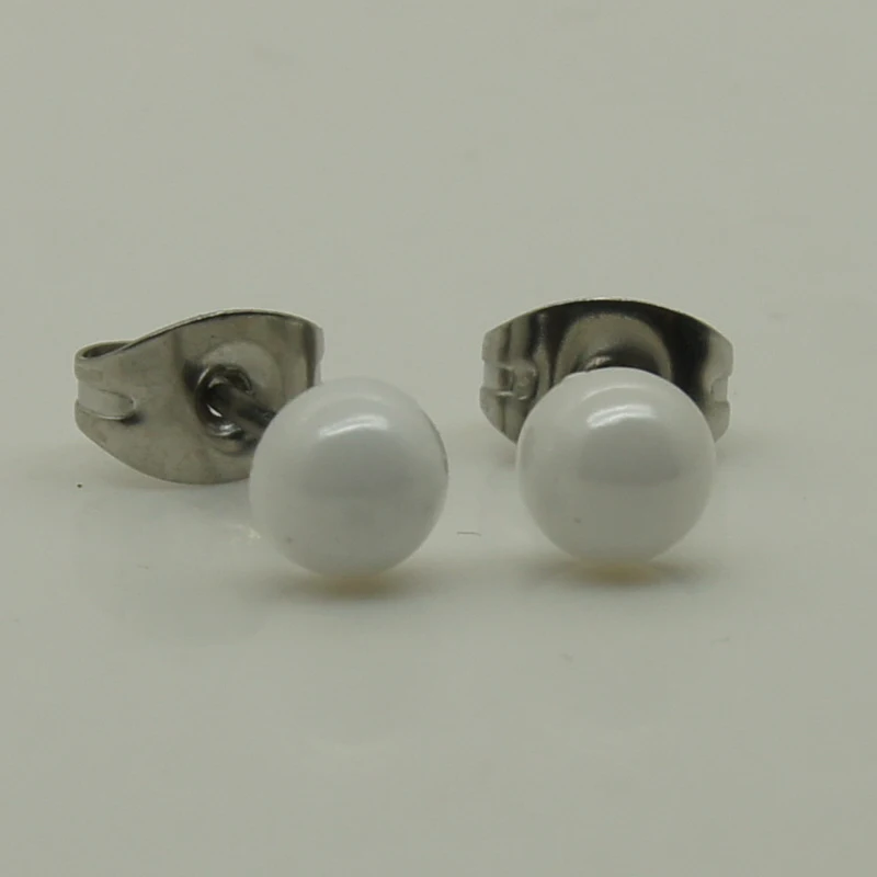 5mm diametre classic & elegant women/girl Hemispherical white hi tech scratch proof ceramic earring stud