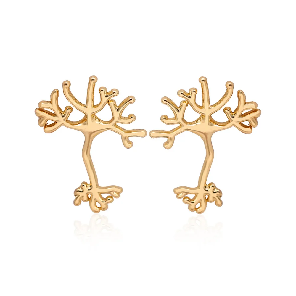 Oly2u Fashion Neuron Earrings for Women Anatomy Neuron Stud Earrings Life Tree Biology gift for men girl