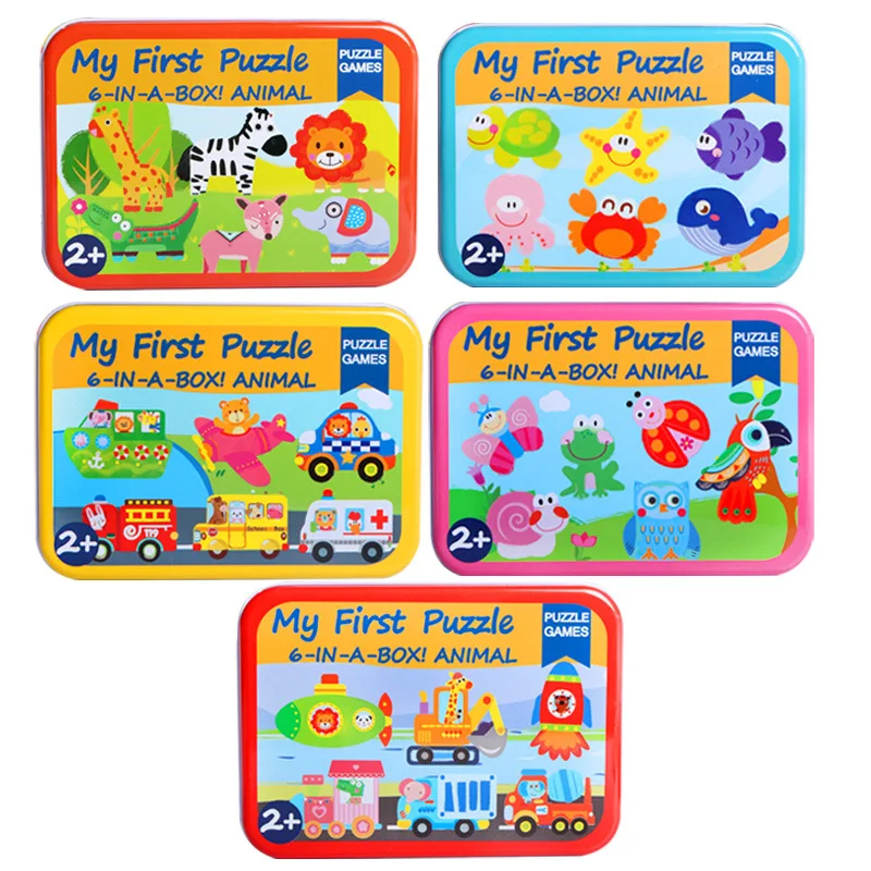 

Children's educational children's educational toys gifts young children entry-level large puzzle 6 pieces of iron boxed T118