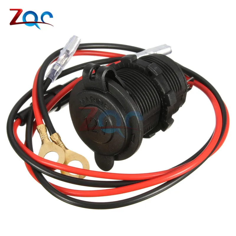 Waterproof 12V-24V Car Motorcycle Female Cigarette Lighter Power Socket Outlet with 1.5M Fuse Line Wire for GPS Cellphone MP3