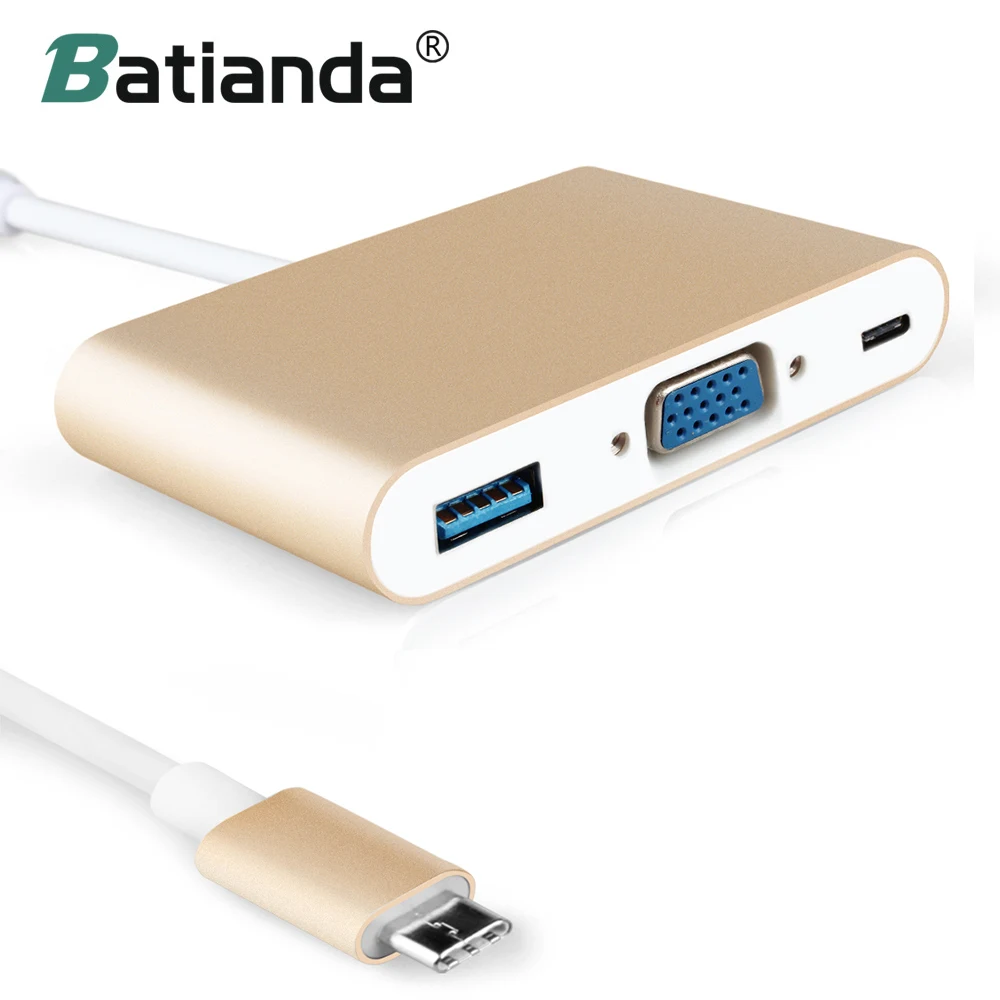 

USB Type C to VGA Adapter - Multiport USB3.0 Hub Type-C Female with Charging & VGA Video Converter for Apple MacBook,ChromeBook