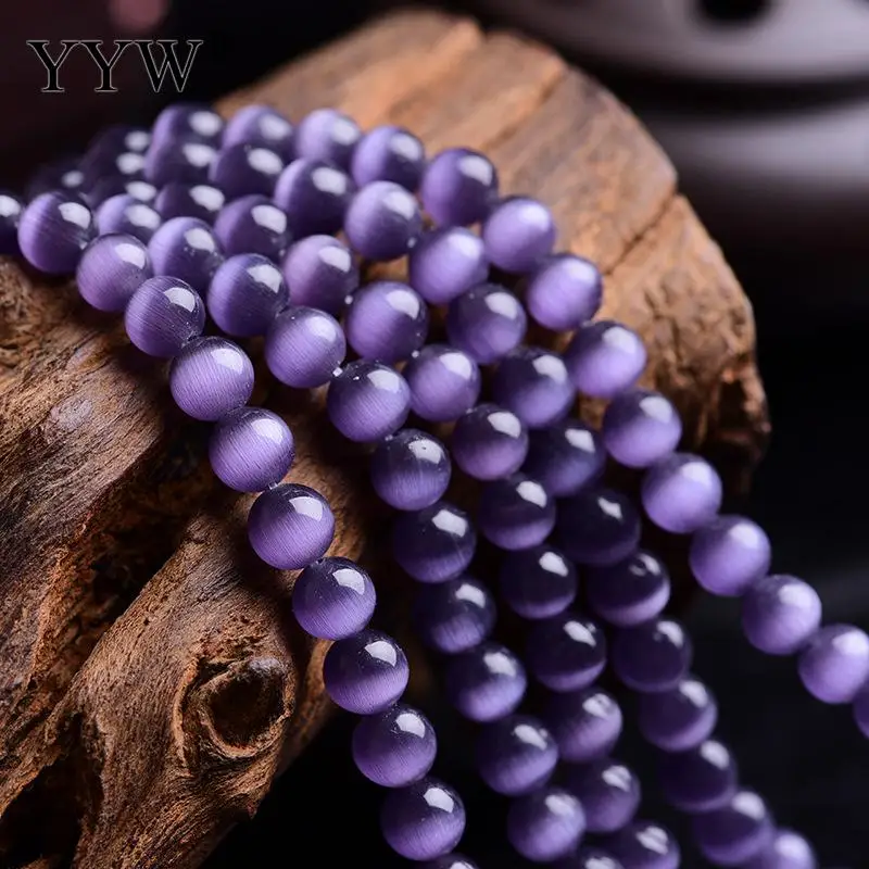 Fashion Cat Eye Beads 6-12mm Round Aqua Semiprecious Gem stone 15\