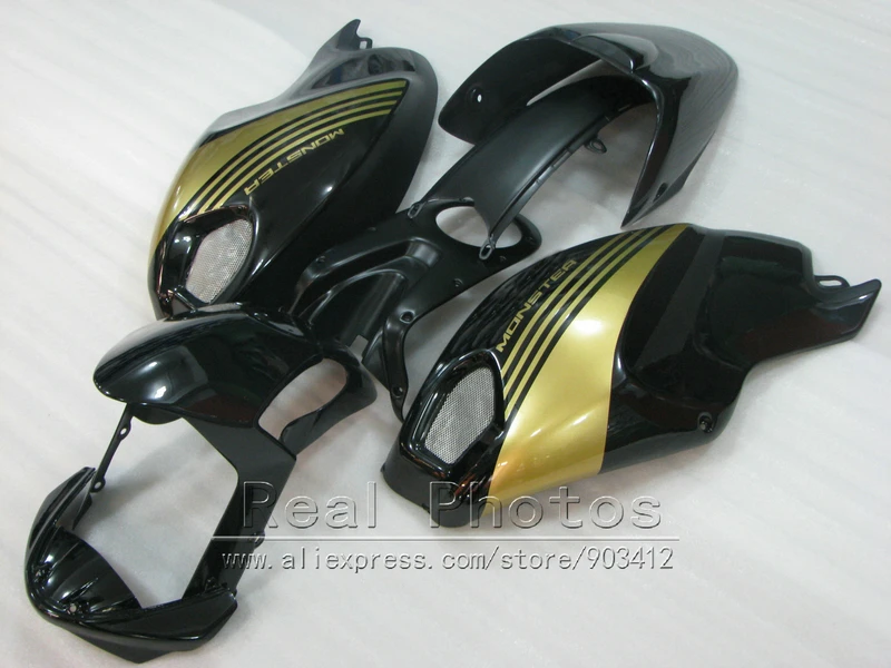 High quality plastic fairing kit for Ducati fairings monster 696 black gold injection mold fairing set monster 796 HR71