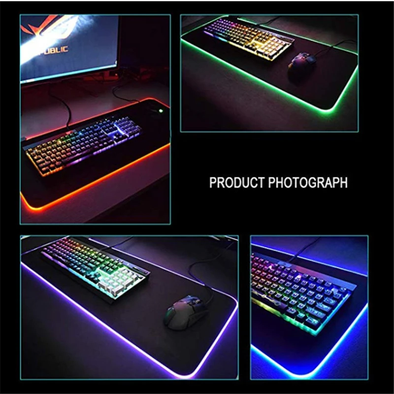 

Large LED RGB Mouse Pad Luminous Gaming Mouse Pad Colorful Oversized Glowing USB LED Extended Illuminated Keyboard PU Non-slip