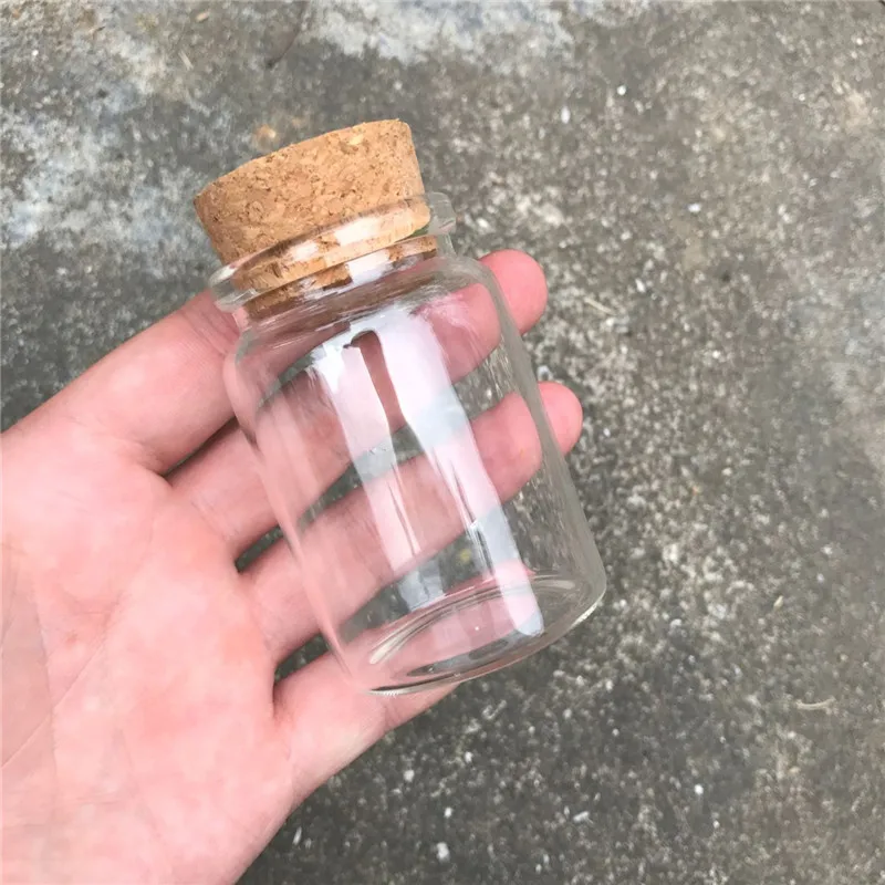 24pcs 47x70x33 mm 80ml Empty Wide Mouth Glass Bottles With Cork DIY Decorative Vials Gifts Wishing Star Bottles