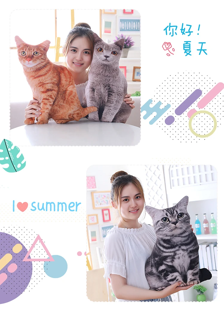 1pc 40cm Simulation Plüsch Katze Kissen Weiche Kuscheltiere Kissen Sofa Decor Cartoon Plüsch Spielzeug für Kinder kinder Geschenk – Detail 6