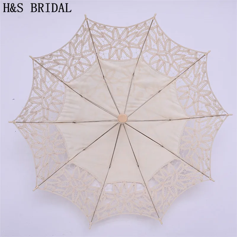 H & s-guarda-sol de noiva bordado, guarda-chuva branco para casamento, material de renda