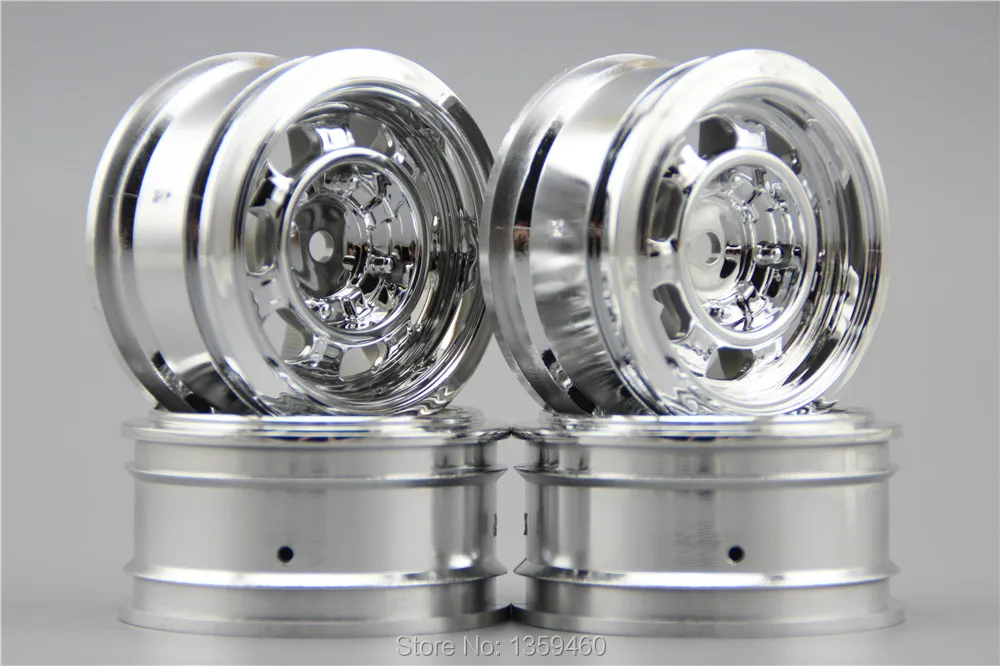 4 pezzi 1/10 Touring & Drift Wheel Rim Classic2C(Chrome) 6mm offset adatto per 1:10 Touring & Drift Car 1/10 Rim 11086