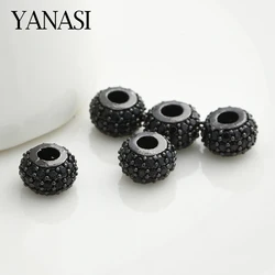 4 Styles Spacer Beads Micro Pave Black Zircon For Women Man Beadwork Beads Bracelet Gift Jewelry Making
