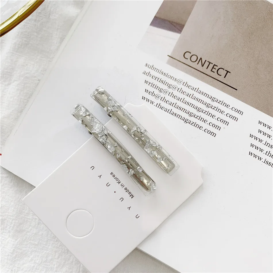 2PCS Fashion Ins acetic acid bangs clip word clip hairpin shaped clip Accessories For Women Girls Hairclip Headwear