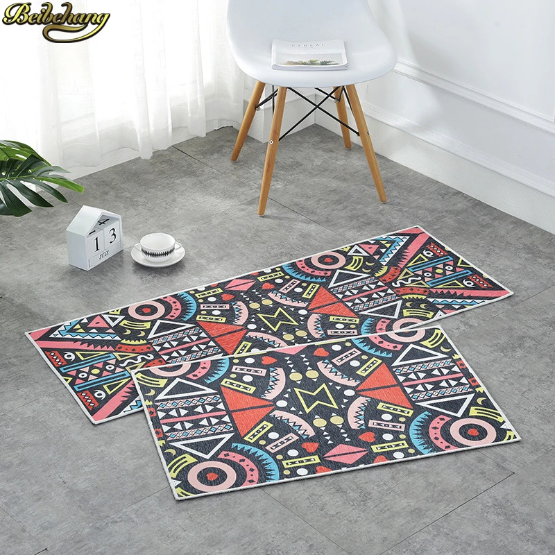 beibehang Simple modern printed living room coffee table bedroom carpet mats Nordic rectangular door mat non-slip foot mat