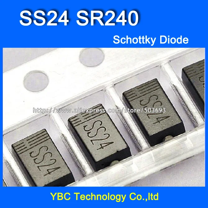 100pcs/lot SS24 SR240 2A/40V Schottky Diode