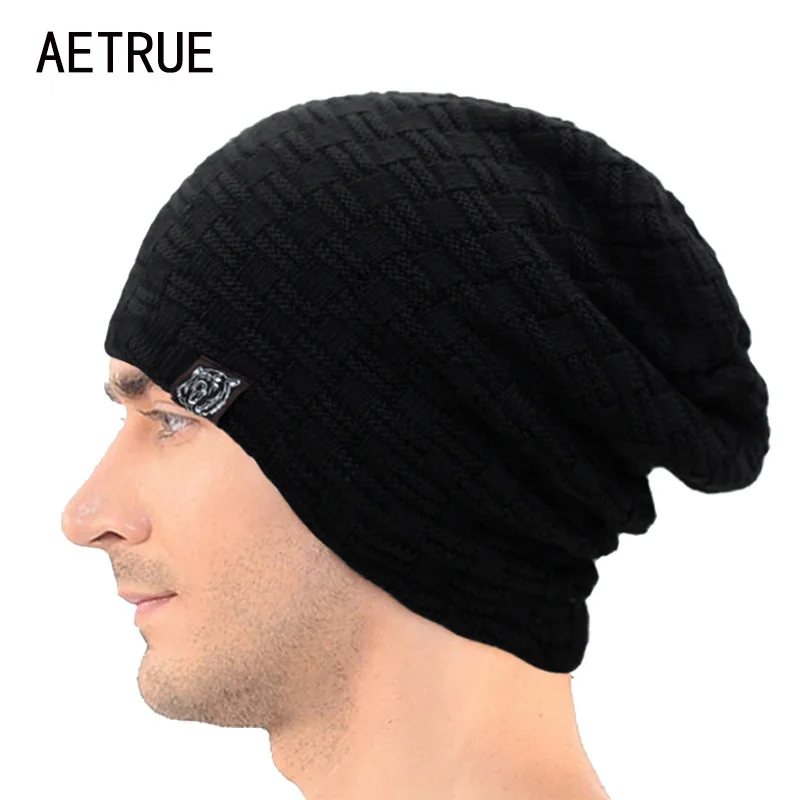 New Winter Hat Men Knitted Beanies Warm Bonnet Caps Baggy Brand Solid Thicken Fur Winter Hats For Men Women Wool Skullies Beanie