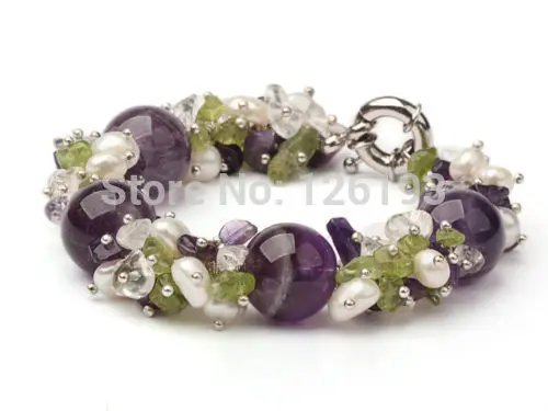 Imagem -02 - Nice Corrente de Cristal Roxo e Colar com Pérola Combinando Conjunto de Joias e Brincos de Pulseira para Mulheres