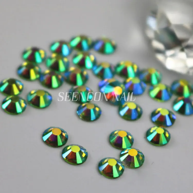 ใหม่1440ชิ้น/ล็อต Hot Light Green AB Flatback Non-Hotfix กาว Glitter Rhinestone สำหรับเล็บ Art ตกแต่งเล็บคริสตัล